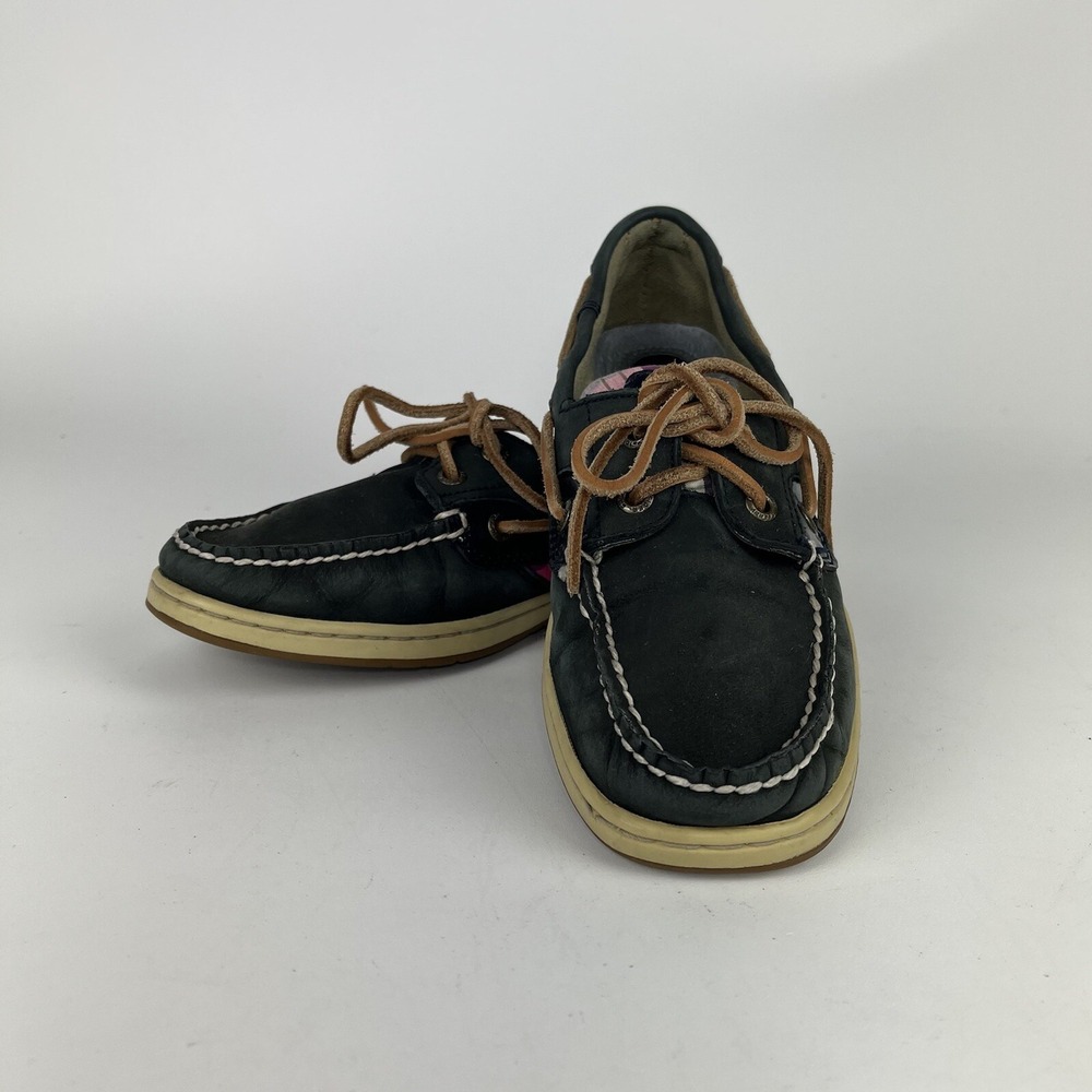 Sperry Top-Sider Koifish Womens 7.5 Blue Plaid Boat Shoe Leather Preppy Deck